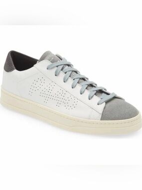 P448 Jack White Gray Leather Suede Sneakers Size 45EU 11.5 12 Italy Lace Up